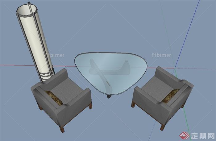 现代室内不规则桌椅设计SU模型