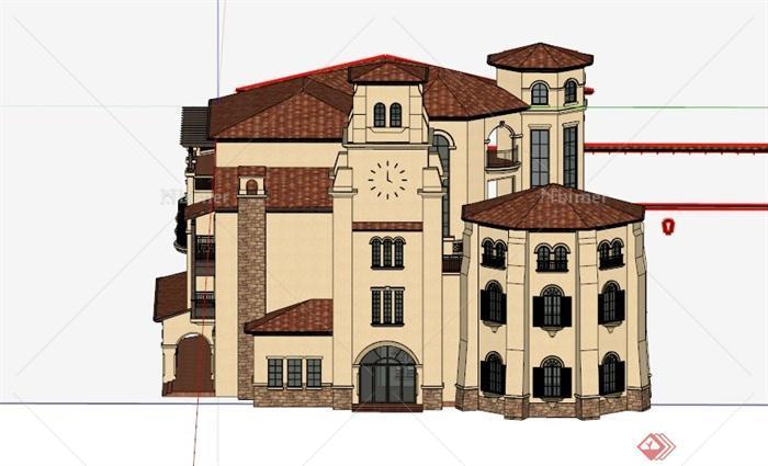 某欧式酒店办公会所建筑设计SU模型