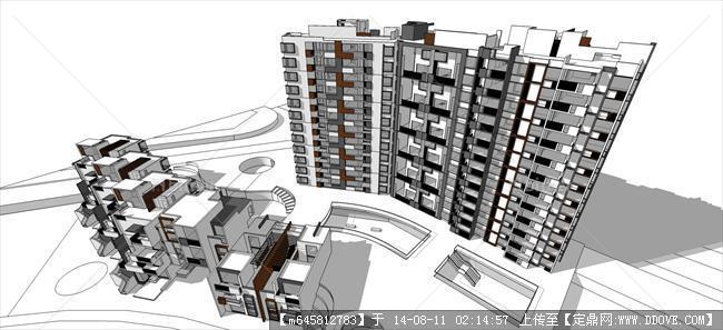 Sketch Up 精品模型---某洋房加高层现代海景住宅