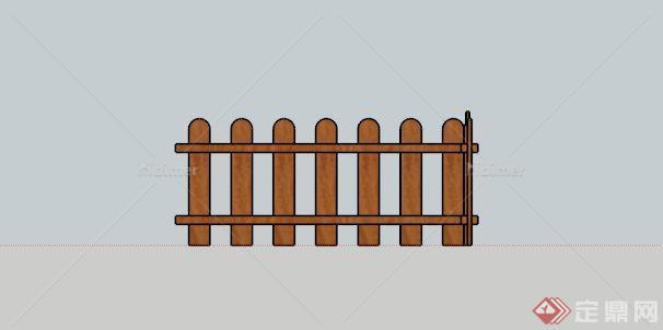 某中式木排栏杆围栏SU模型
