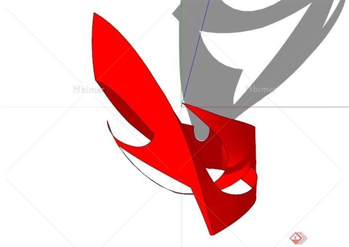 红色镂空抽象雕塑设计SU模型素材[原创]