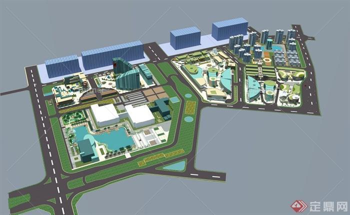 现代某大型商住区规划设计SU模型与JPG方案图[原