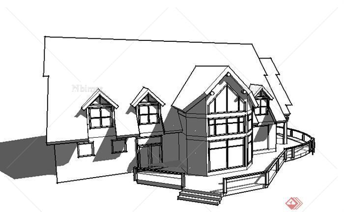 某欧式居住小别墅设计SU模型