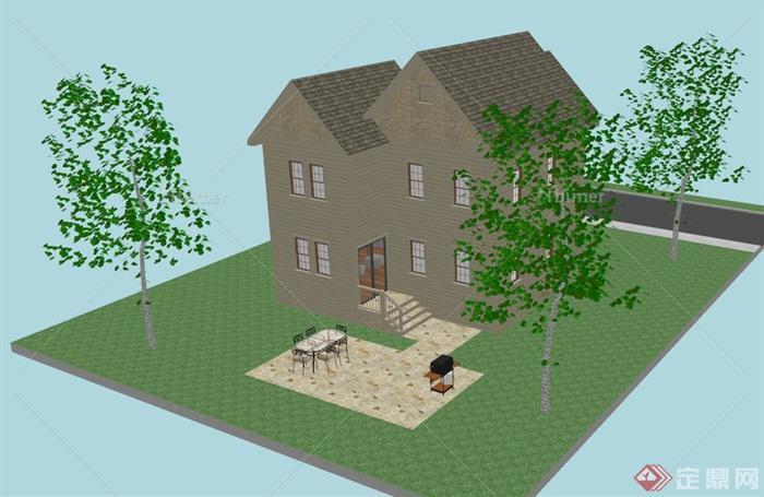 小型乡村别墅建筑设计SU模型