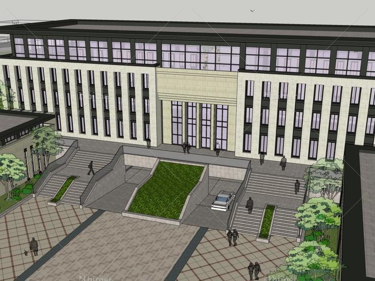 政府办公建筑，现代风格，四层