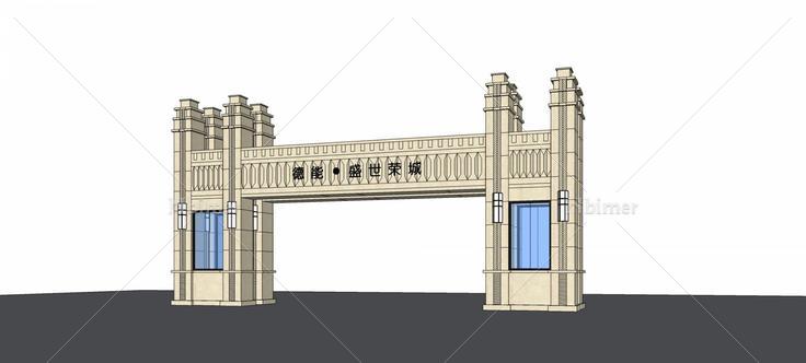 新古典风格小区大门(74587)su模型下载