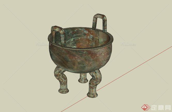 古典中式铜鼎造型雕塑设计SU模型[原创]