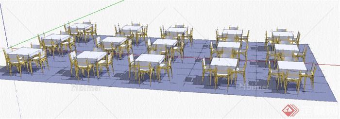 餐厅多个桌椅设计素材su模型