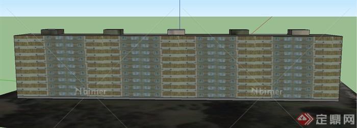 现代某九层联排教学楼建筑设计SU模型