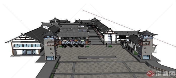 古典中式商业街建筑设计SU模型