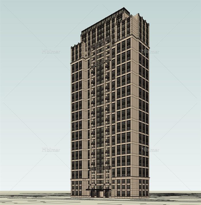 新古典高层住宅公寓建筑设计su模型[原创]