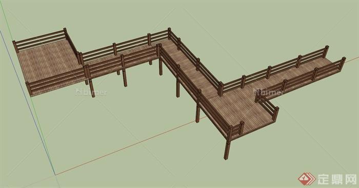 中式木栈道设计SU模型