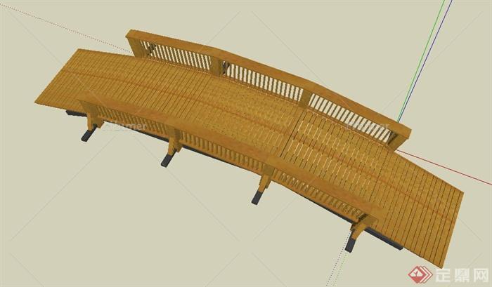园林景观节点木质圆拱桥设计SU模型