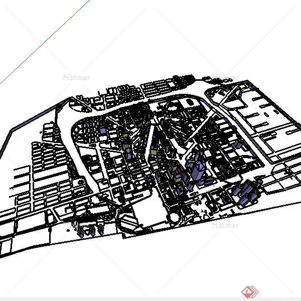 某城市商业中心区建筑整体规划SU设计模型方案