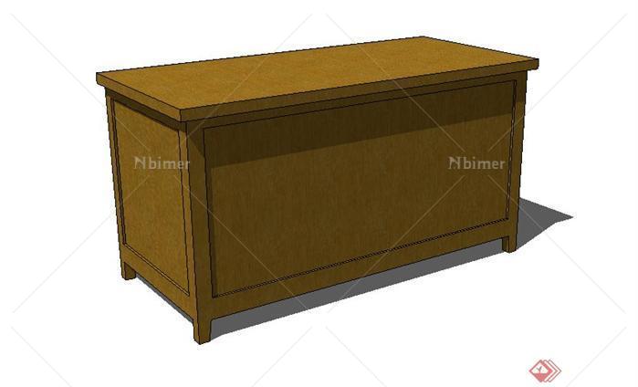 一个现代中式木制办公桌SU模型素材