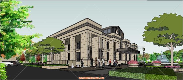 新古典会所第四轮-景观建筑全模
