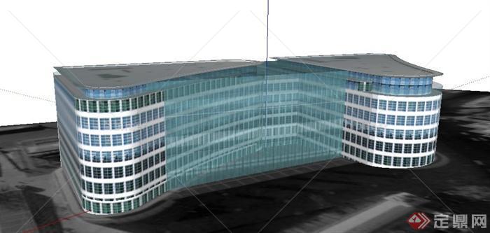 现代风格八层办公楼建筑设计SU模型