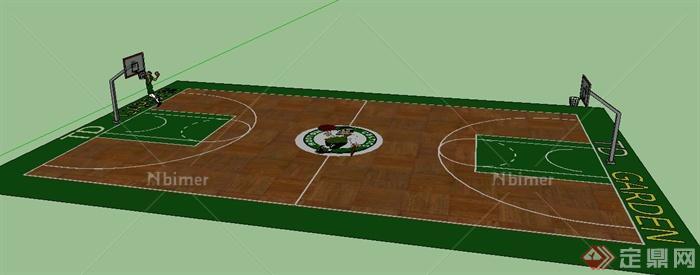 一个篮球场体育场地SU模型