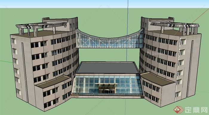 两栋多层办公建筑设计SU模型