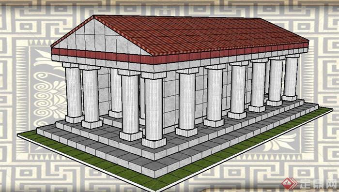 希腊神庙建筑设计su模型