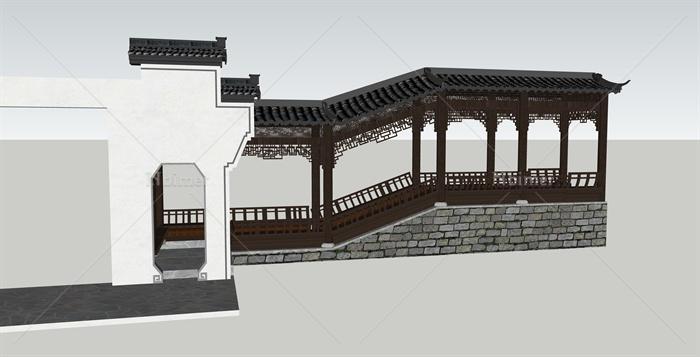 古典中式风格门廊设计su单体模型[原创]