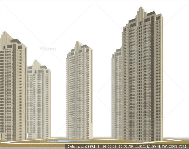 滨江高端小区建筑规划设计方案su精细全模