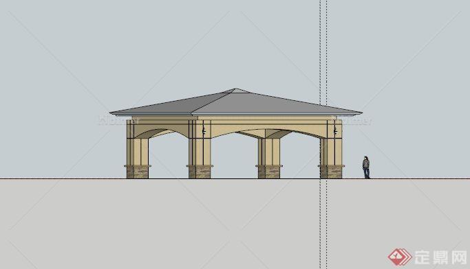 欧式矩形亭子设计SU模型