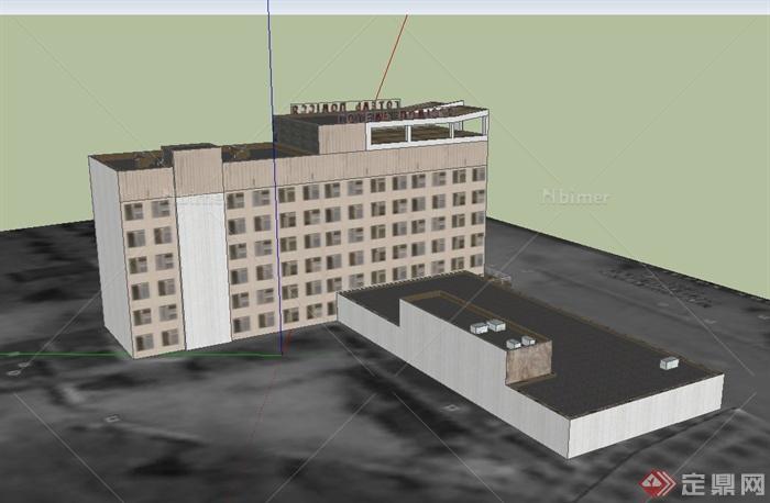 现代风格某六层宾馆建筑设计SU模型