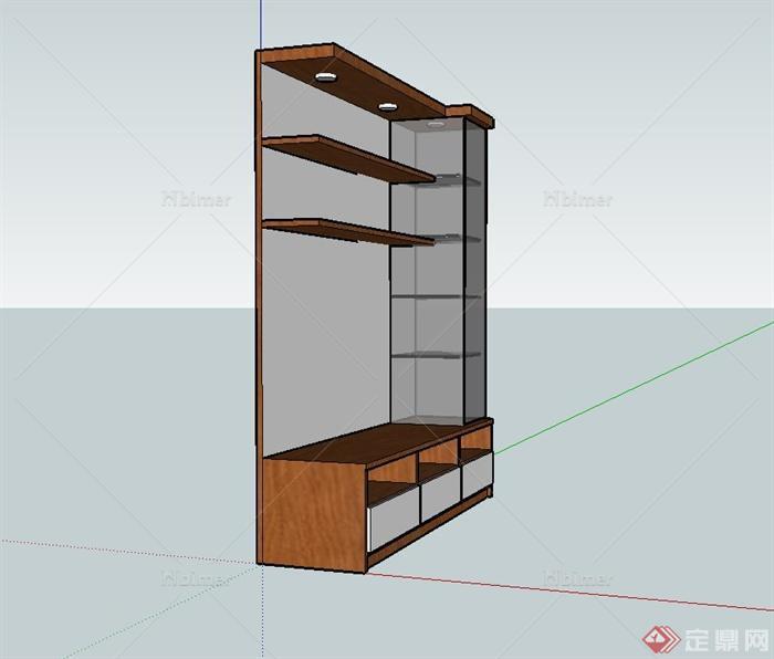 现代木质家具柜子设计su模型