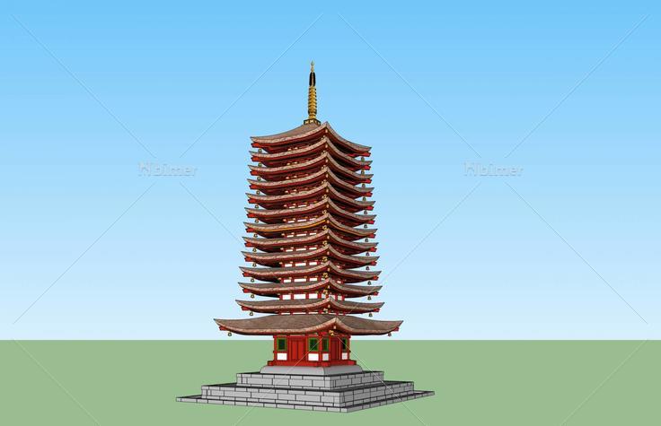 日式景观塔(43990)su模型下载