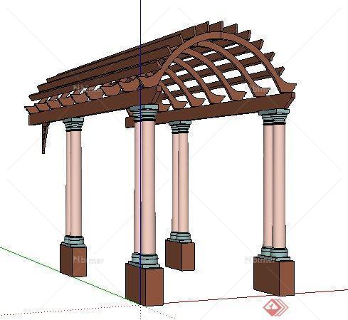 新古典拱形顶廊架su模型[原创]