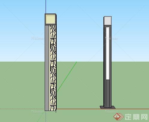 现代中式风格景观灯柱SketchUp(SU)3D模型