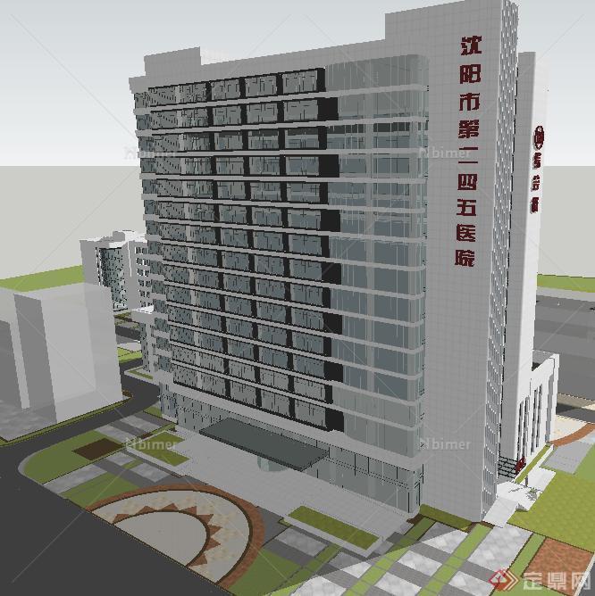 沈阳军区医院综合楼建筑SU精致设计模型