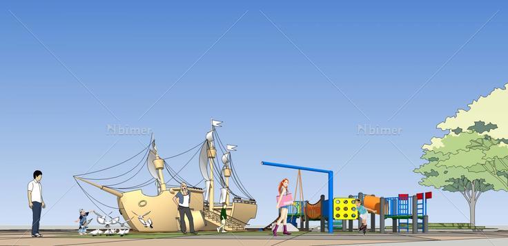 儿童活动区概念-小品船模型(171251)su模型下载