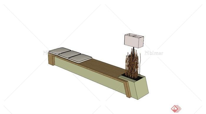 室内现代长凳设计SU模型