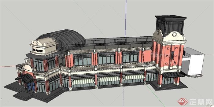 英式两层会所建筑设计SU模型