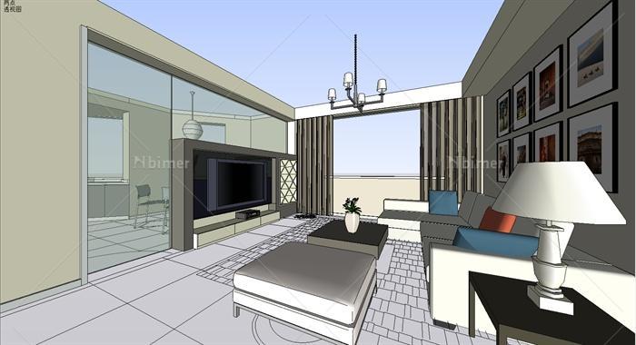 室内装饰之住宅室内空间设计方案SU模型1[原创]