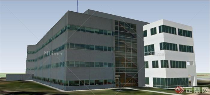 一栋现代风格某四层办公楼建筑设计su模型