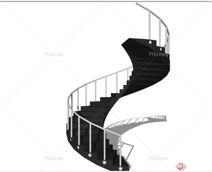 现代黑白楼梯设计SU模型[原创]