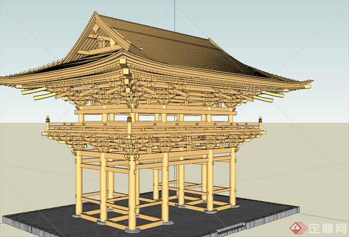 某传统中式古典木构架屋顶SU模型[原创]