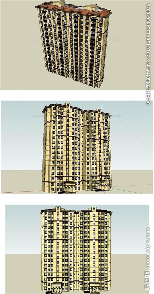 新古典住宅建筑草图大师模型图片