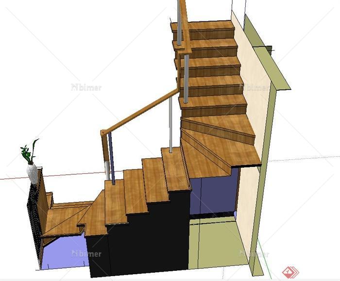建筑节点木质楼梯设计SU模型