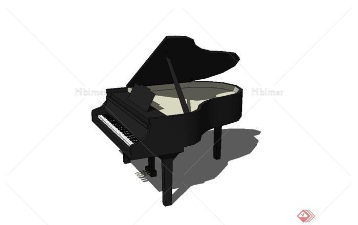 三角钢琴设计su模型