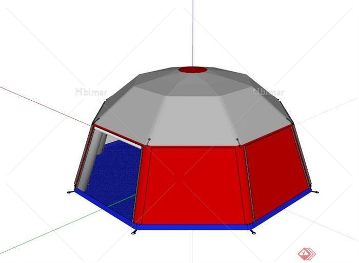 八边形野营帐篷设计SU模型[原创]