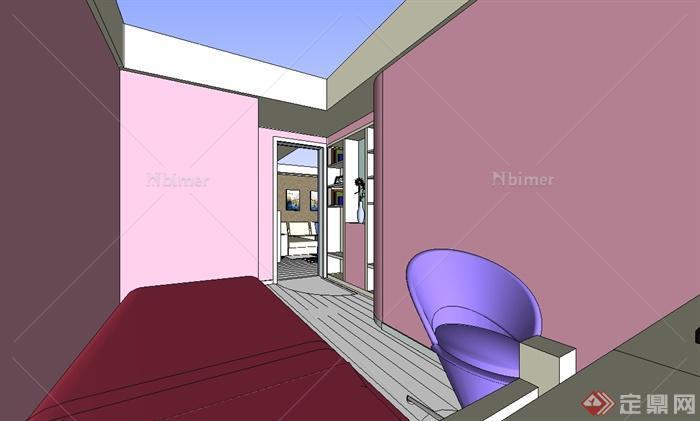 现代风格完整室内空间设计SU模型[原创]