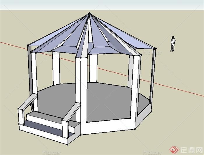 某园林景观现代八角凉亭SU模型