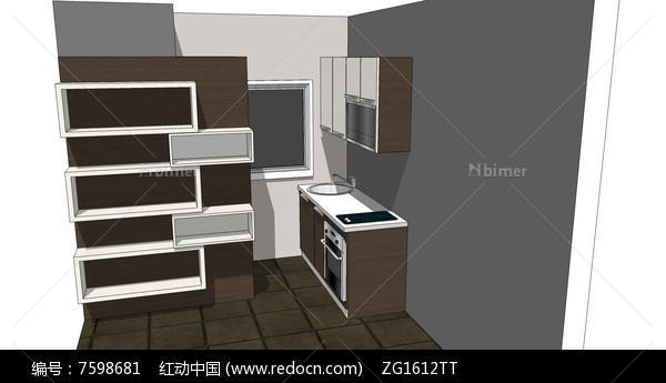 小空间厨房室内模型SU