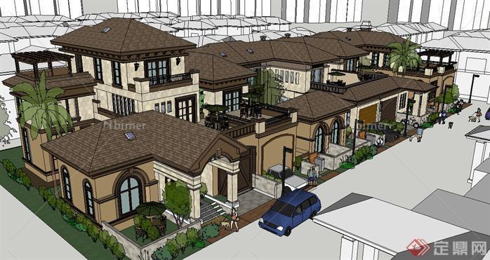 新古典风格居住区建筑设计方案SU模型（带效果图