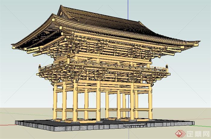 某古典中式寺庙建筑设计方案SU模型2[原创]