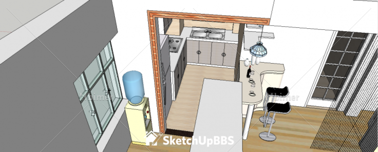 一小户型完整草图模型 开放式厨房 希望大家多指